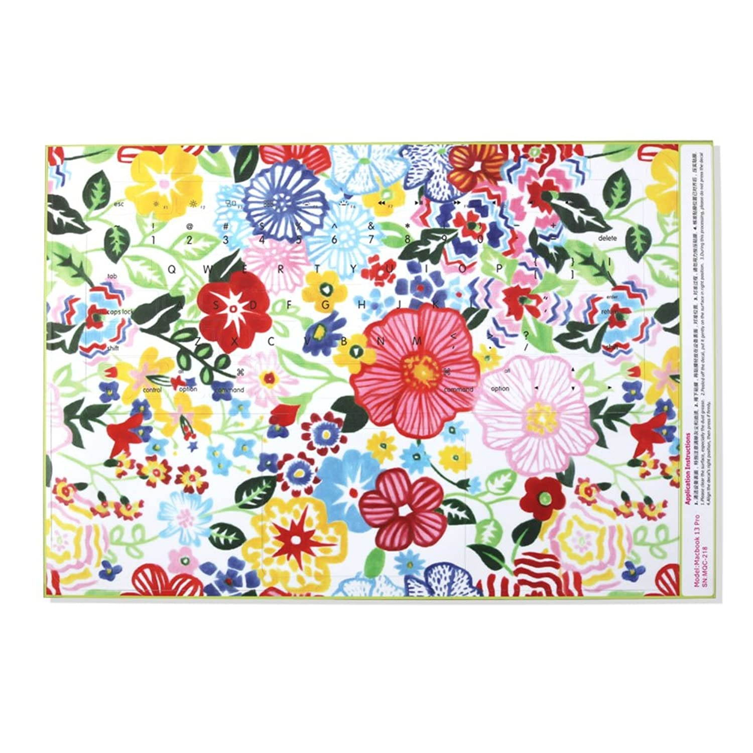 GMYLE Flower Pattern Keyboard Decals Skin Sticker for MacBook Pro 13 [US Model] (Not fit for MacBook Pro 13 with Retina Display)