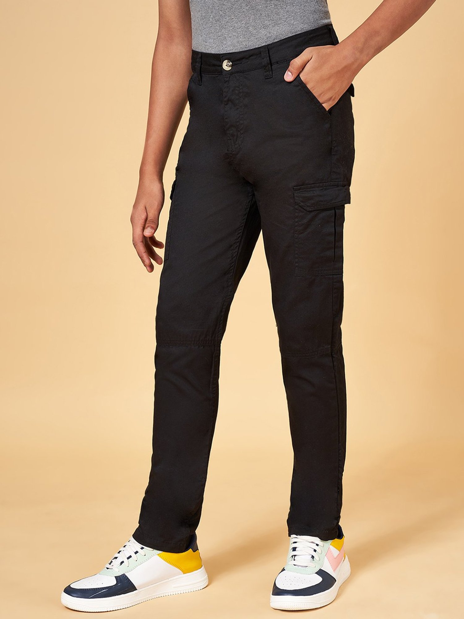 Coolsters by Pantaloons Boys Black Solid Cargo