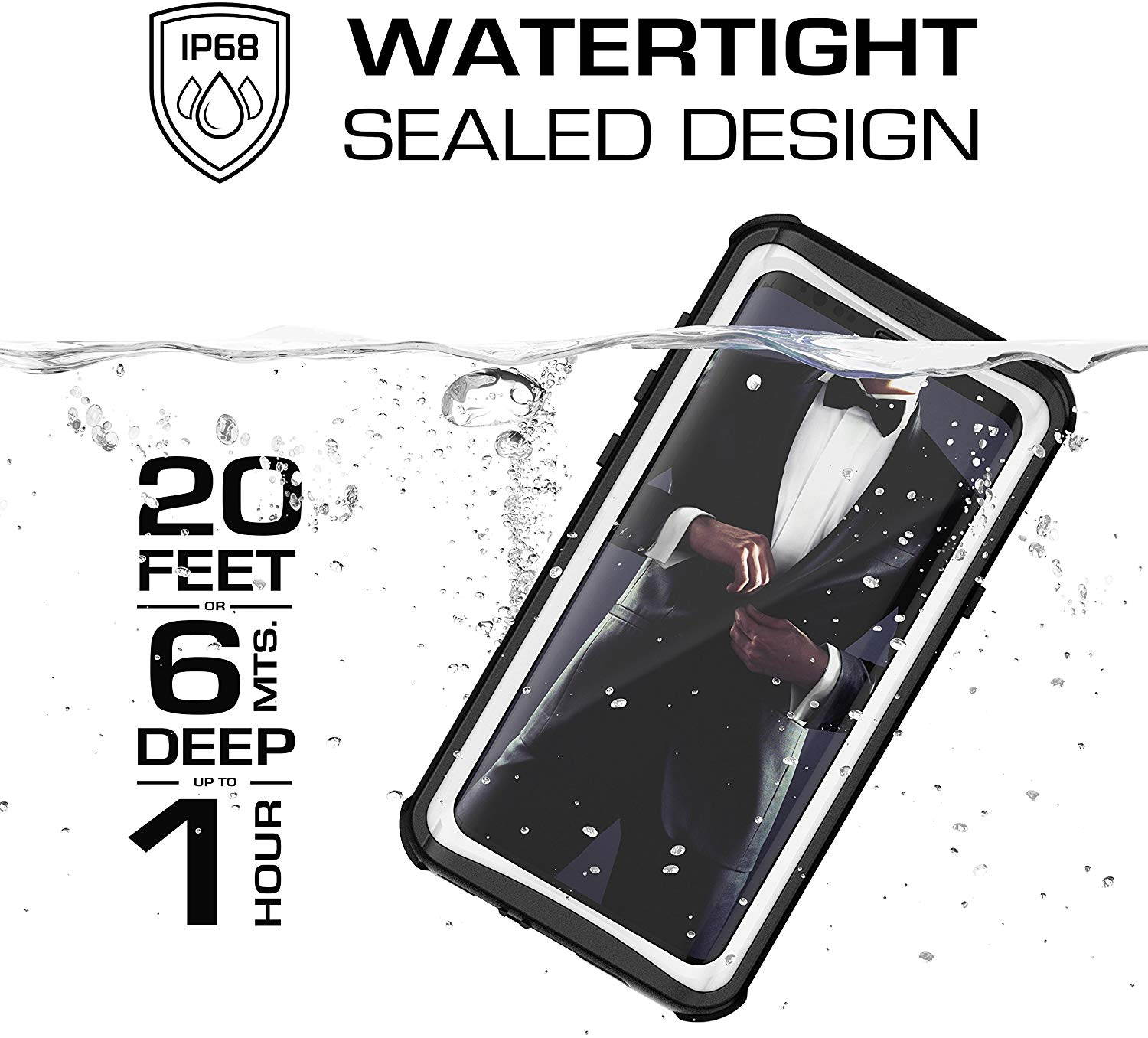 Ghostek Nautical Galaxy S9 Plus Waterproof Case with Screen Protector Slim Extreme Heavy Duty Protection Tough Shockproof Full Body Underwater Watertight Seal for 2018 Galaxy S9+ (6.2 Inch) - (Black)
