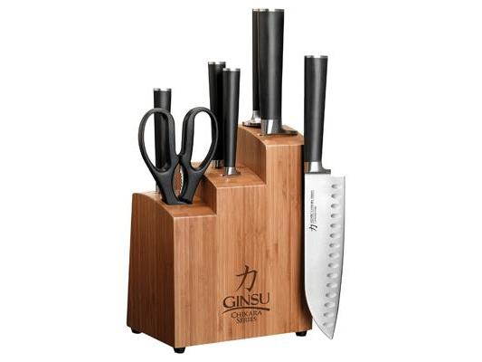 Ginsu 07108 Chikara 8-Piece Stainless-Steel Knife Set with Bamboo Block