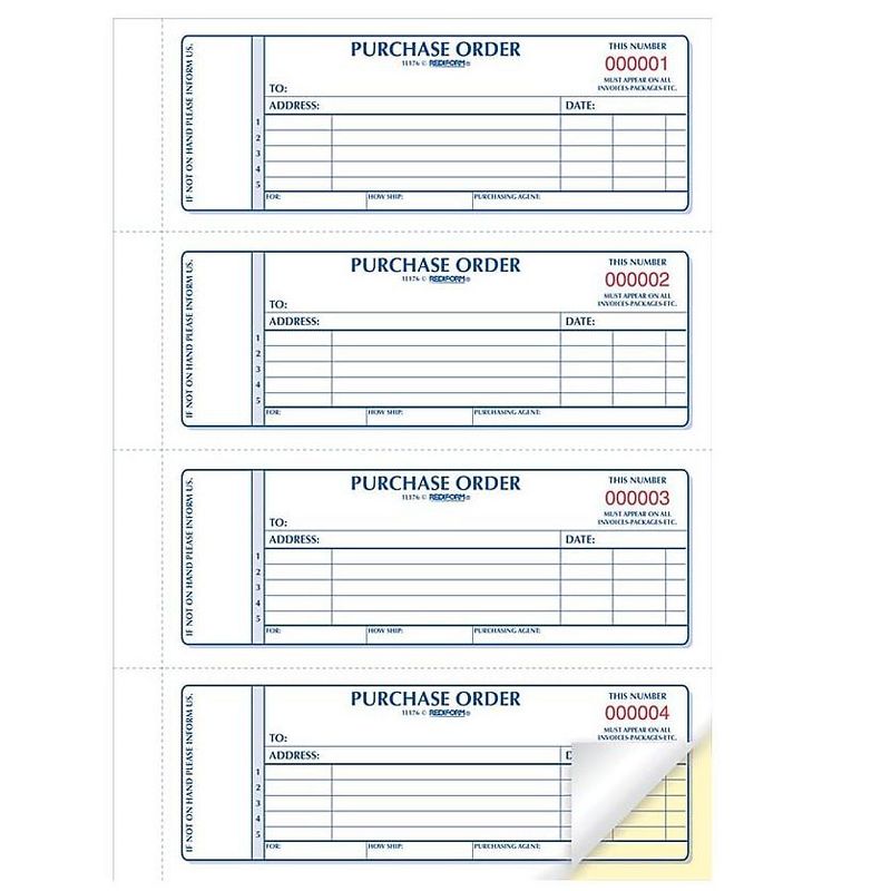 Rediform Purchase Order Book 7 x 2 3/4 Two-Part Carbonless 400 Sets/Book 1L176