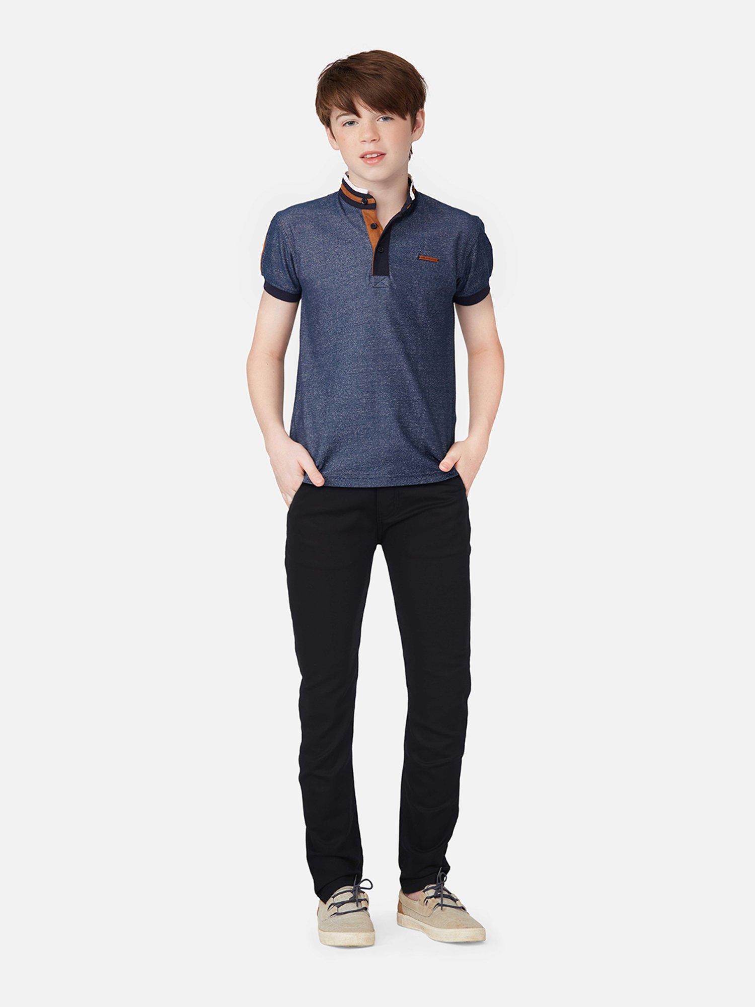 Gini & Jony Boys Black Solid Trousers