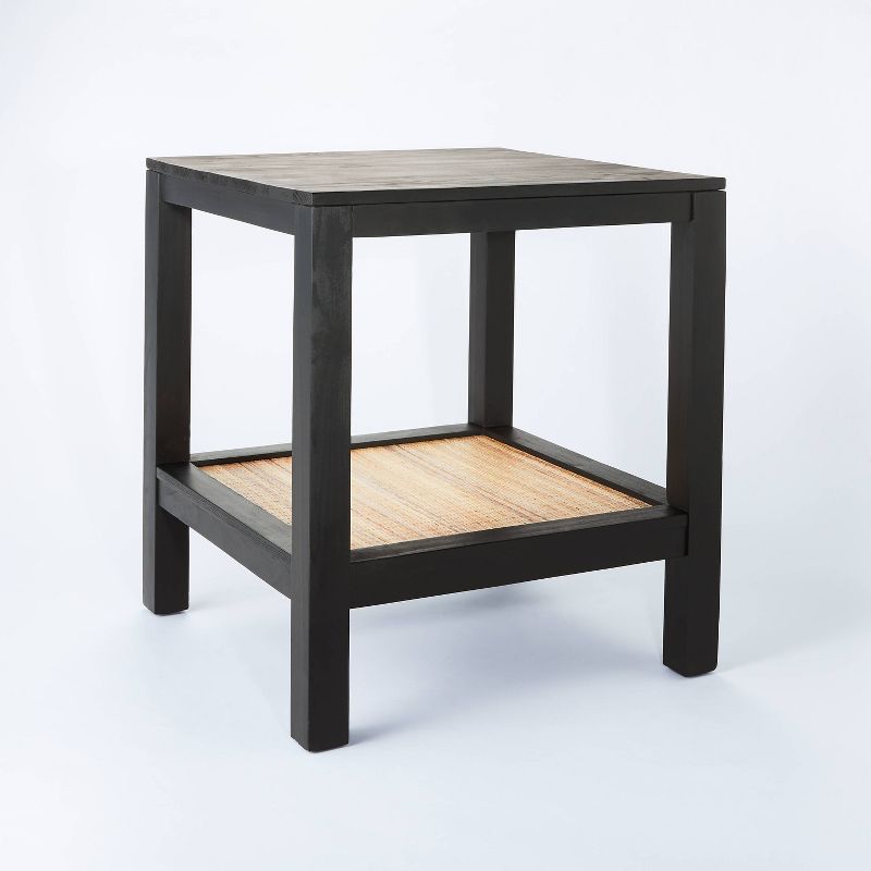 Canyon Lake Woven Shelf End Table Black - Threshold™ designed with Studio McGee
