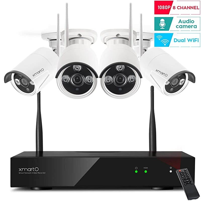 Dual WiFi 3MP Audio Camera]  Home Security Camera System Wireless with 4x 3MP Wireless Cameras Outdoor for Home and Business Surveillance (Dual WiFi in NVR, No Hard Disk Version), WRS2084