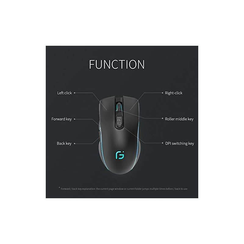Gaming Mouse Full Size Bluetooth Mice 24G with Nano USB Receiver3 Adjustable DPI Levels6 Buttons for NotebookPCLaptopComputerMacBook System 134 Black