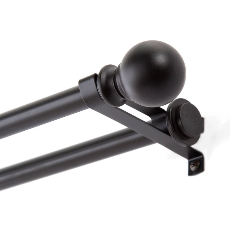 66"-120" Ball Standard Decorative Window Double Curtain Rod Matte Black- Kenney