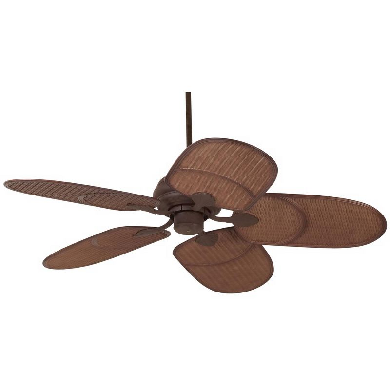 52" Casa Vieja Rustic Tropical Outdoor Ceiling Fan Rust Brown Rattan Blades Wet Rated for Patio Porch