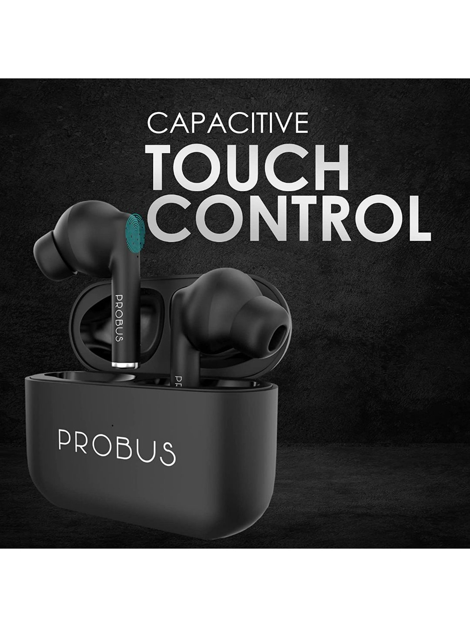 Probus A8 Touch Control in-Ear Passive Noise Cancellation TWS Wireless Bluetooth Earbuds (Black)