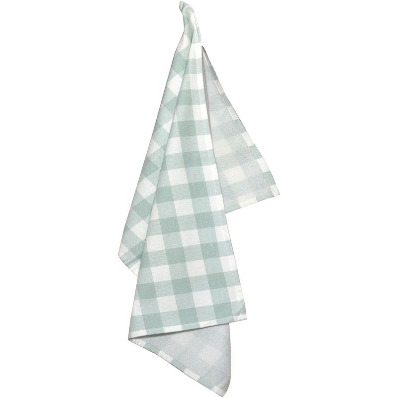 Dunroven House Flat Weave & Terry Kitchen Towel 20"X28"-Buffalo Check Mint & White