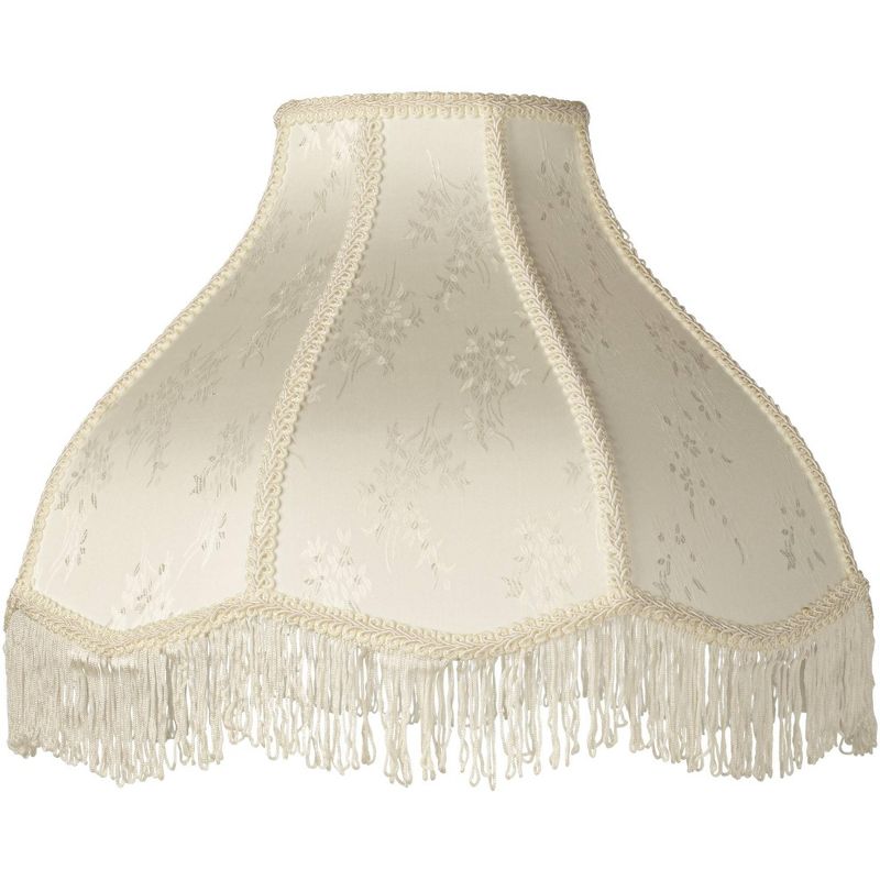 Brentwood Cream Large Scallop Dome Lamp Shade 6" Top x 17" Bottom x 11" High x 12" Slant (Spider) Replacement with Harp and Finial