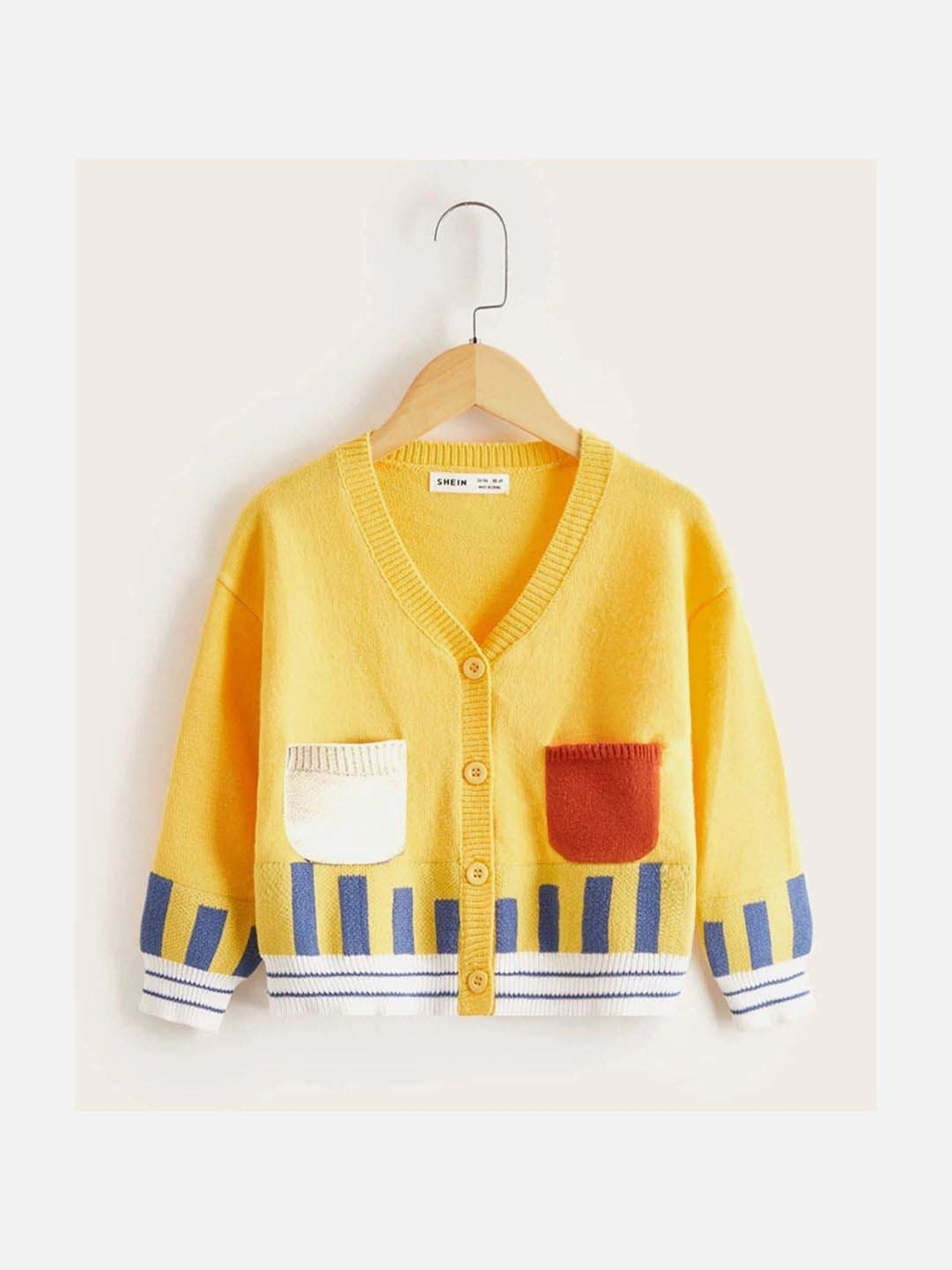 Little Surprise Box Yellow Printed Full Sleeves Cardigan