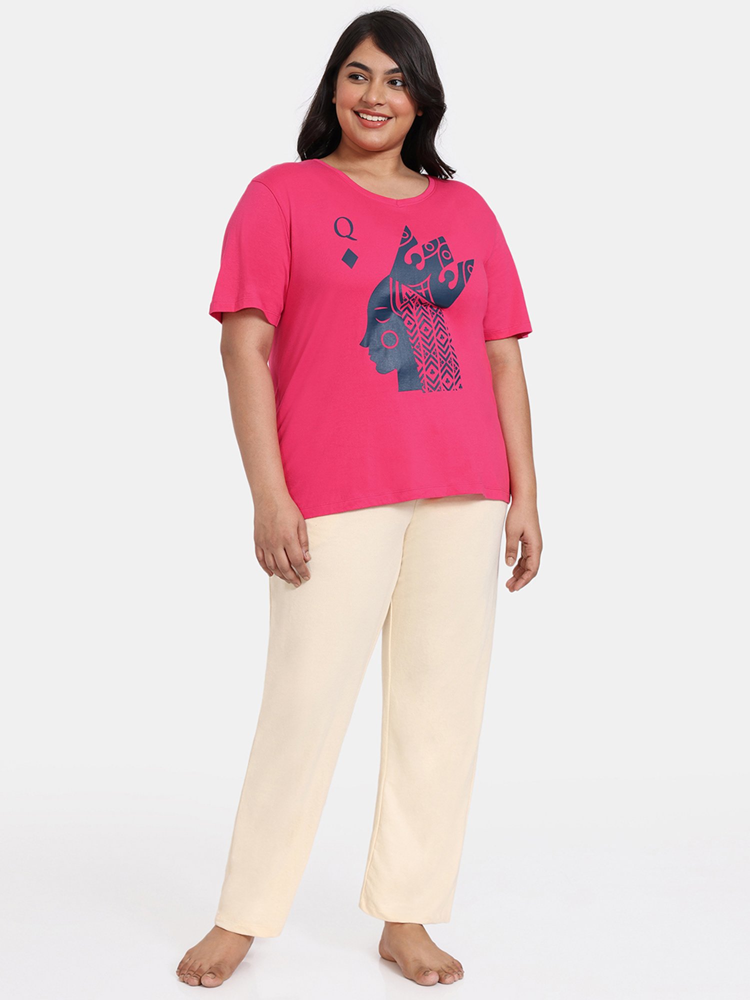 Zivame Pink Printed T-Shirt