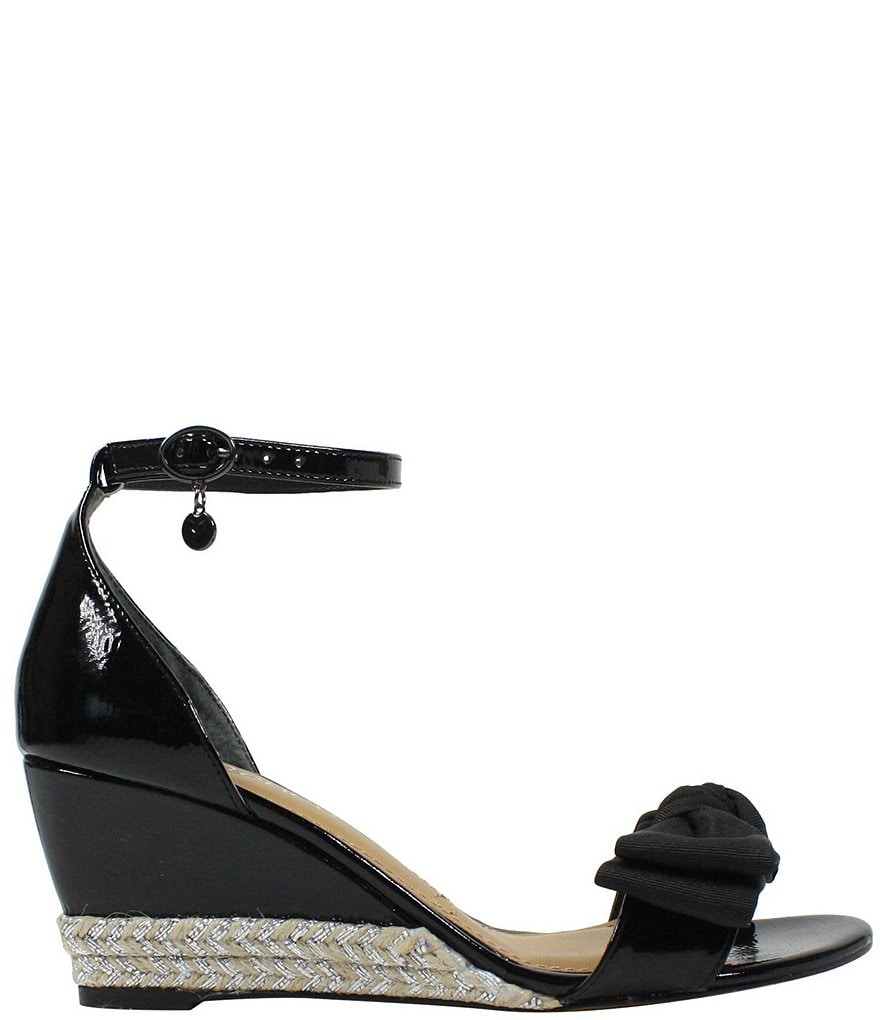 J. Renee Dariann Patent Bow Espadrille Wedge Ankle Strap Sandals
