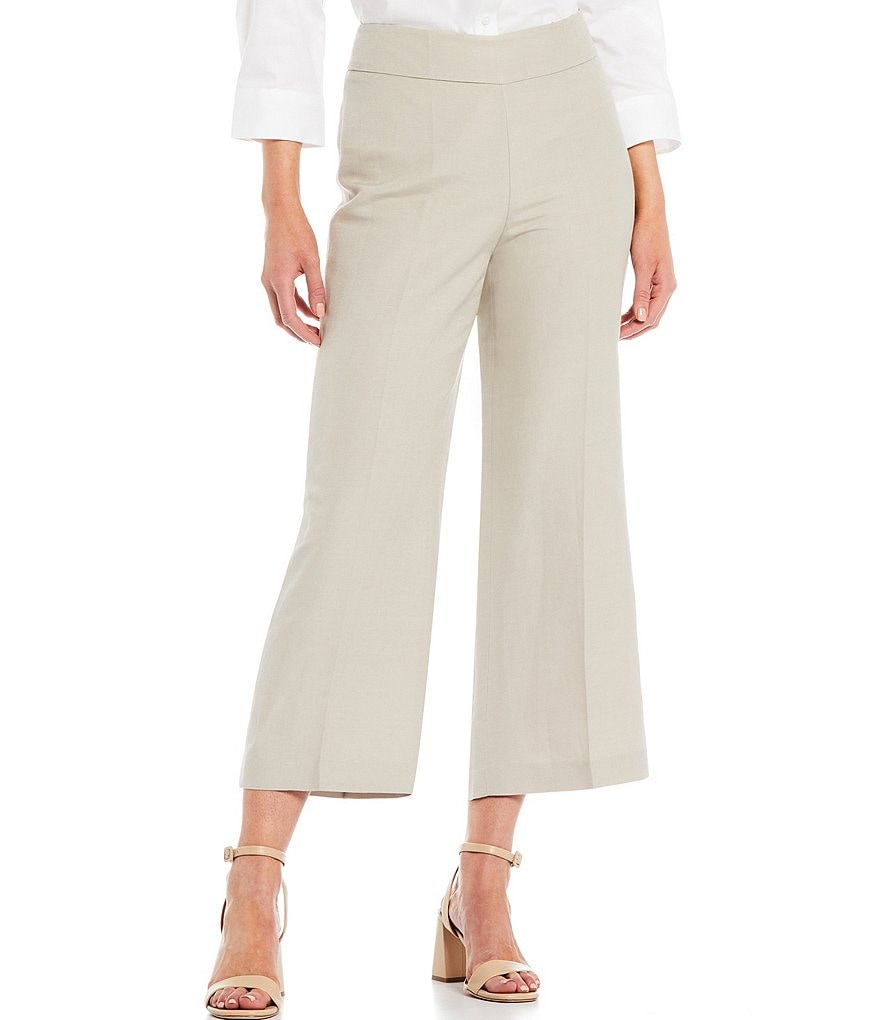 Kasper Linen Wide Leg Side Zip Pant