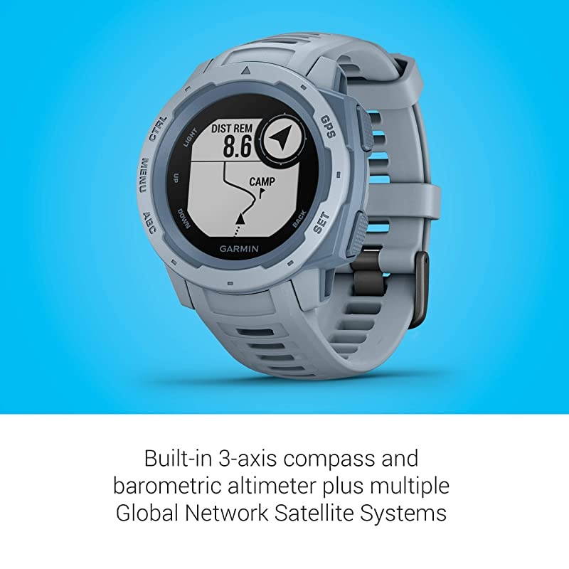Instinct Rugged Outdoor Watch with GPS Features GLONASS and Galileo Heart Rate Monitoring and 3Axis Compass Sea Foam