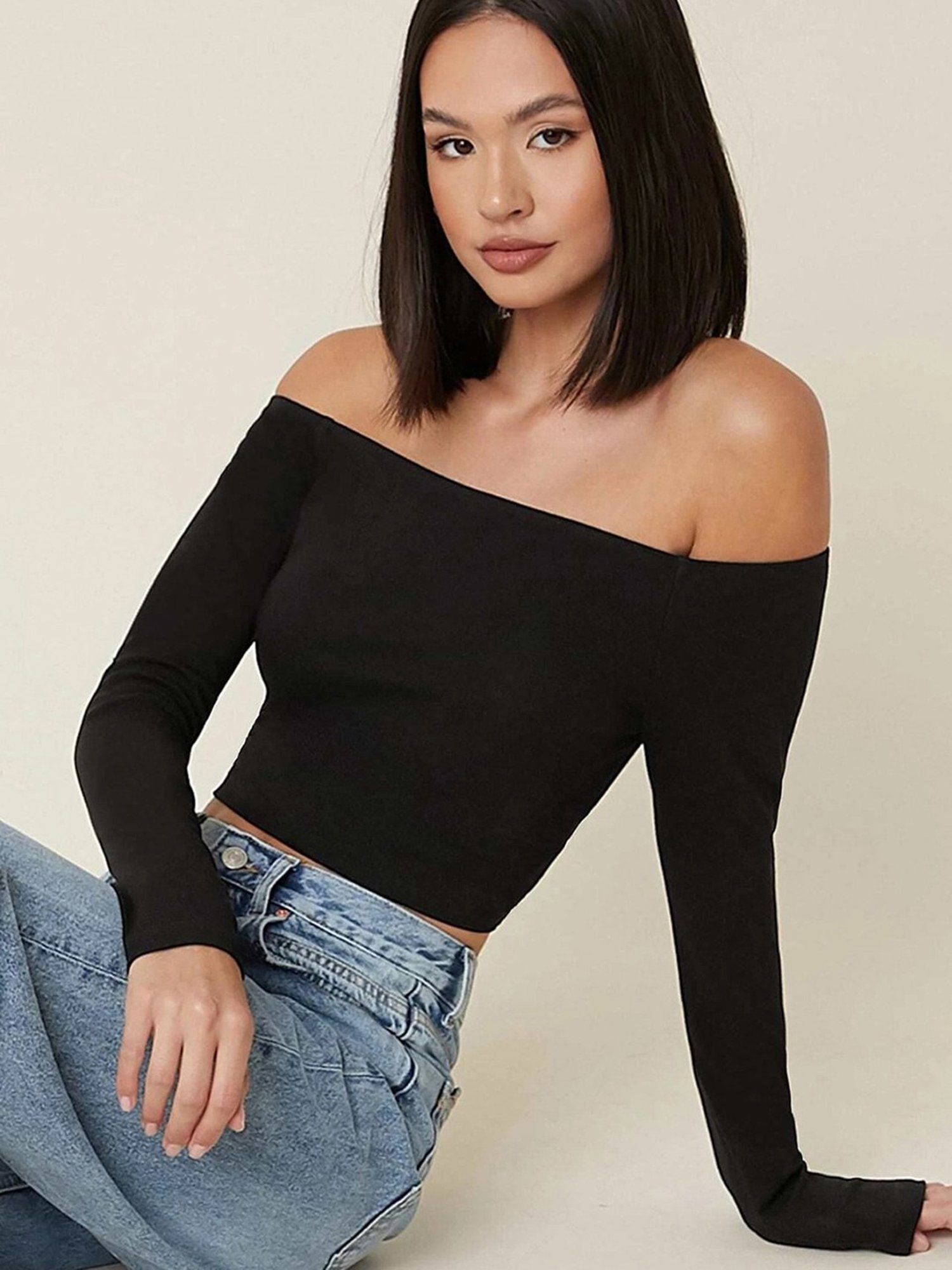 SELVIA Black Regular Fit Top