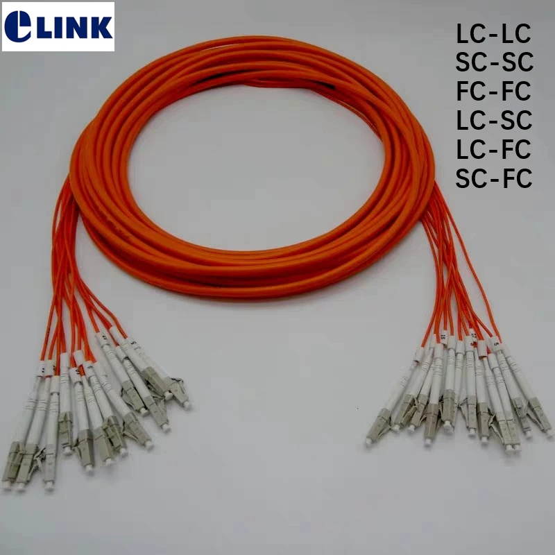 12 core 10M Patchcord LC-LC SC-SC LC-SC FC-FC LC-FC SC-FC MM 50/125um  Breakout 2.0mm LC SC FC optical fiber jumper ELINK