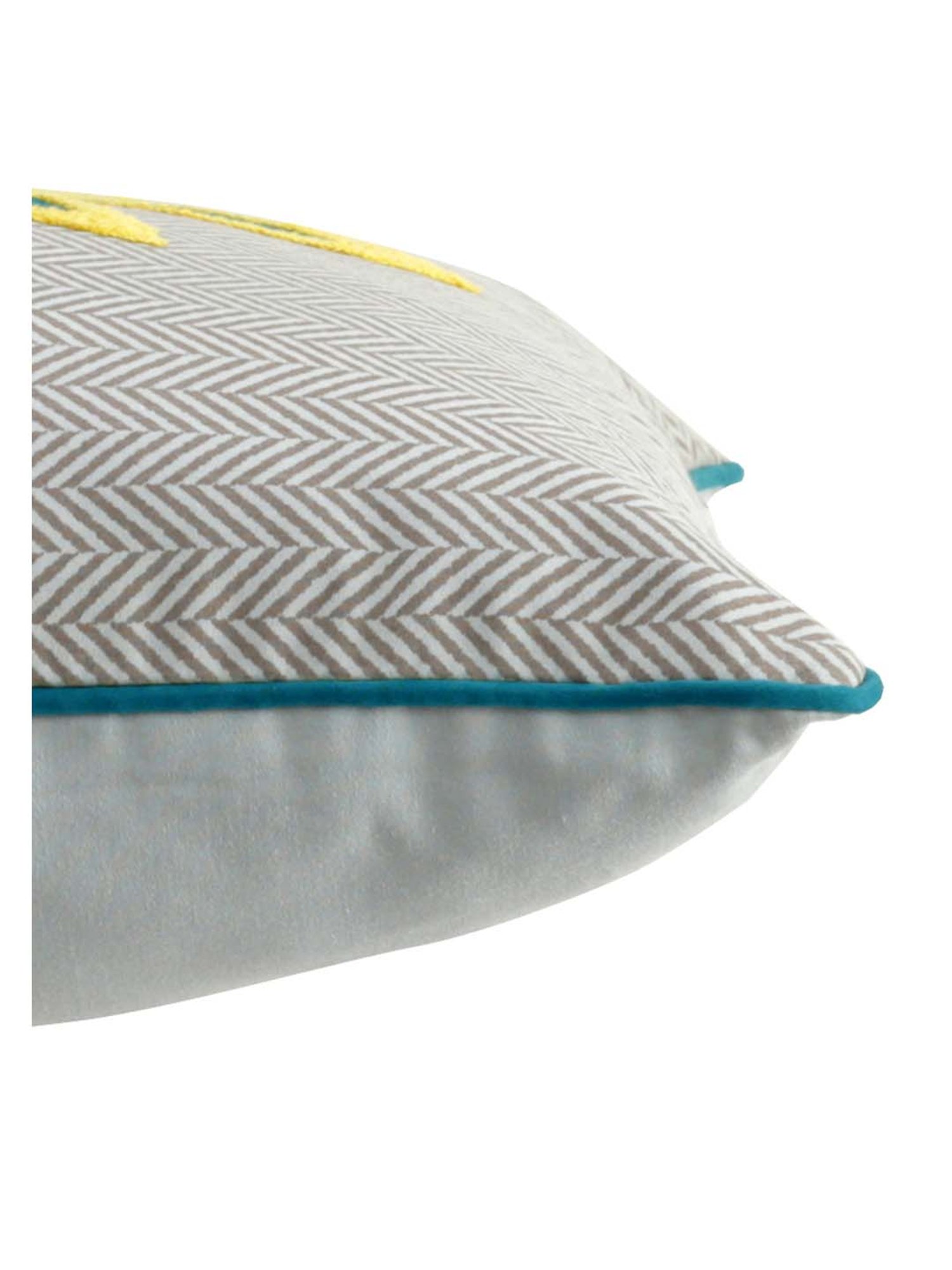 Maspar Patchy Leaf Green & Grey Cotton Cushion Cover - Set of 1