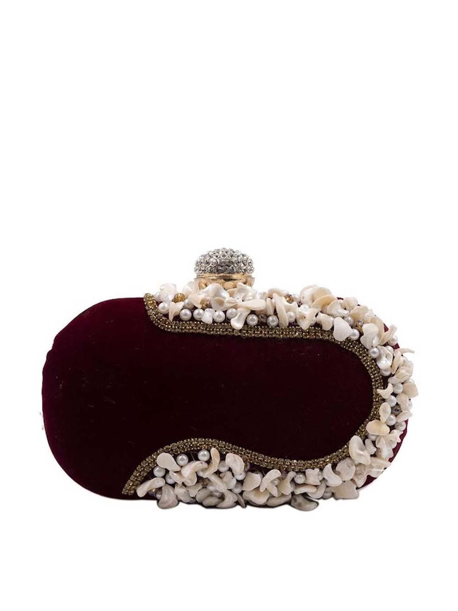 Sugarcrush Maroon Embellished Clutch