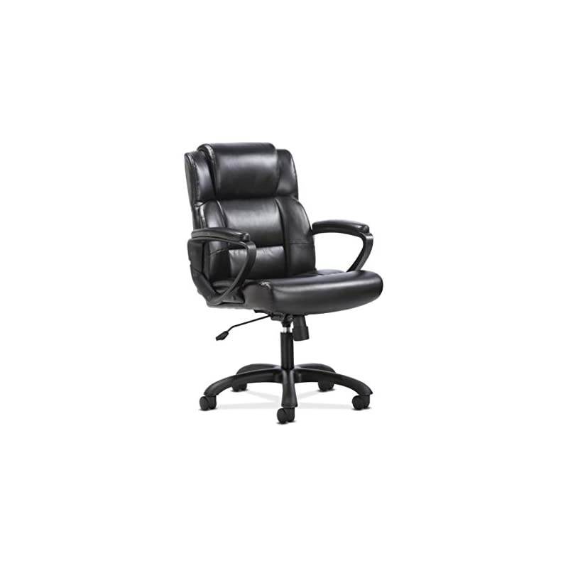 BSXVST305 Sadie Leather Executive Computer/Office Arms-Ergonomic Swivel Chair (HVST305), Black
