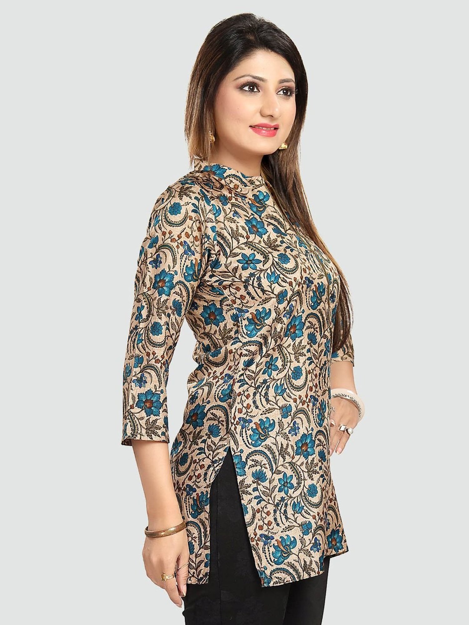 Saree Swarg Beige Printed Tunic