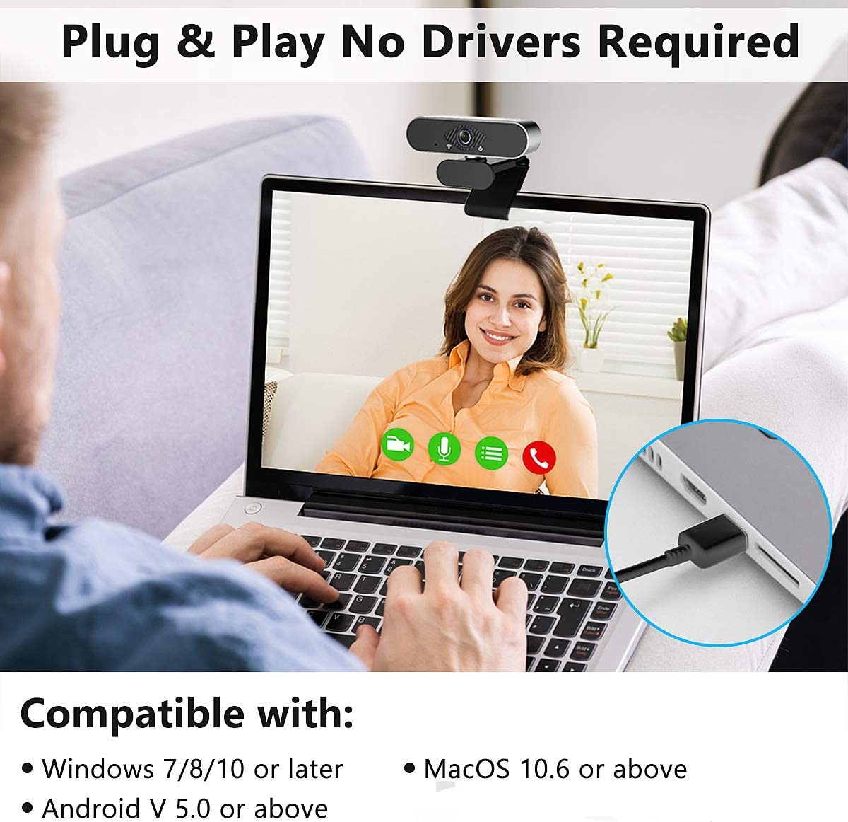 easyday Webcam with Microphone, 1080P HD USB Computer Camera with Privacy Shutter&Webcam Tripod, Streaming Webcam with Flexible Rotable Wide Angle Webcam for PC Zoom Video/Gaming/Laptop