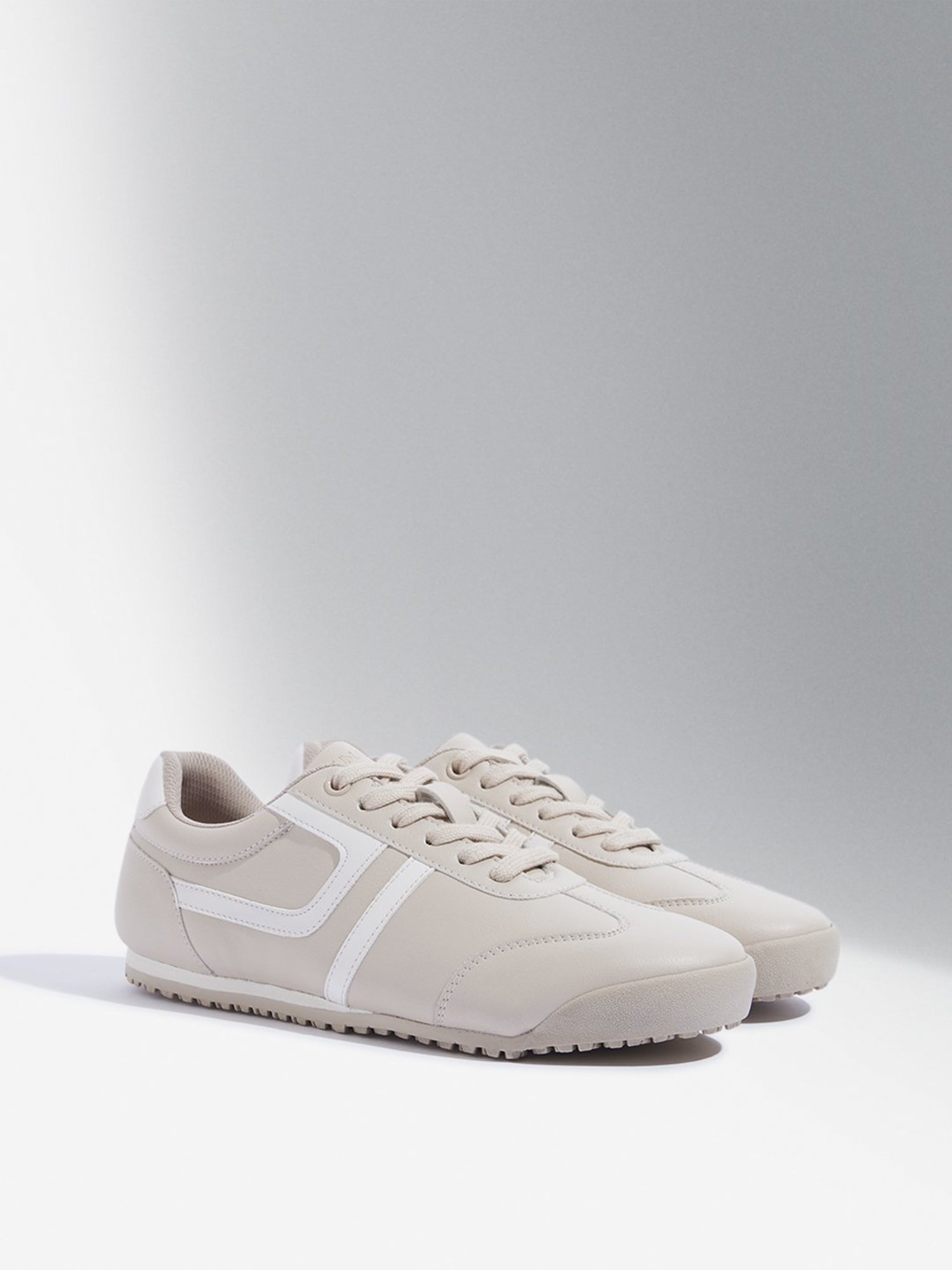 LUNA BLU by Westside Beige Lace-Up Sneakers