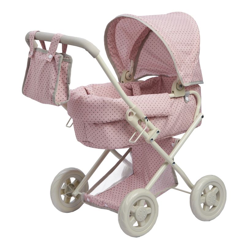 Olivia's Little World - Polka Dots Princess Baby Doll Deluxe Stroller - Pink & Gray