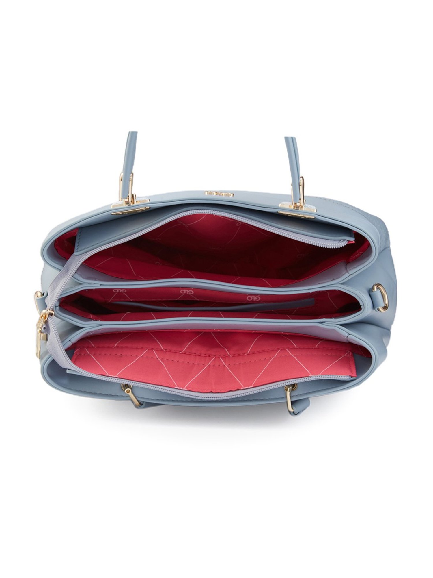 Globus Blueish Grey Color Block Medium Handheld Handbag