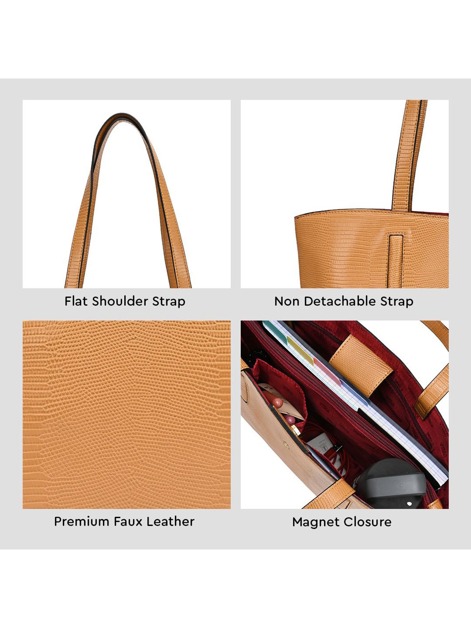 Horra Tan Textured Tote Handbag