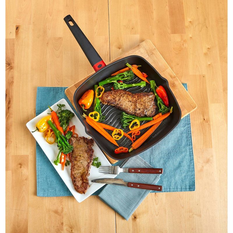 Imusa 11" Red Cast Aluminum Square Grill Pan with Soft Touch Handle