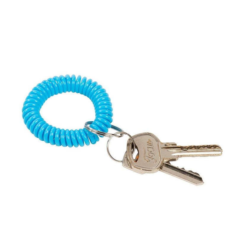 Coil Wristband Keychain - 50-Pack Spring Coil Keychain Bracelet, Flexible Spiral Coil Stretchable Wristband with Key Ring