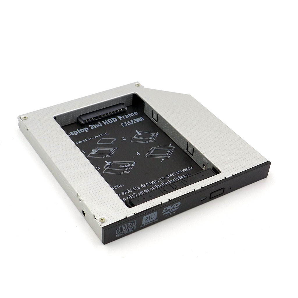 Grand-X 12.7mm SATA-III SATA3.0 2.5" SSD HDD Hard Drive Caddy Adapter Tray Enclosure Laptop Optical Bay Drive Slot for Acer, Asus, Dell, Fujitsu, HP, Lenovo, Samsung, Sony, Toshiba