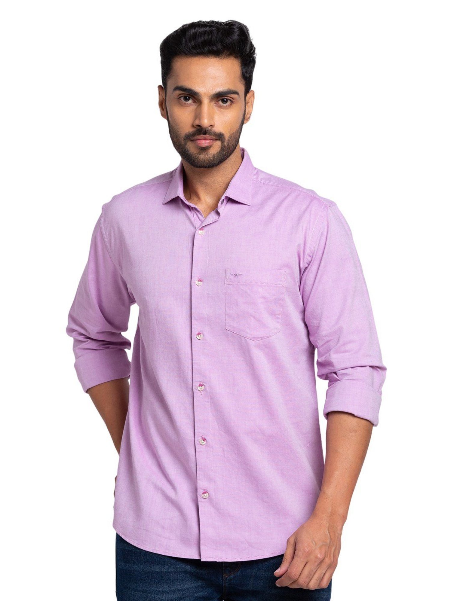 Park Avenue Violet Cotton Slim Fit Shirt