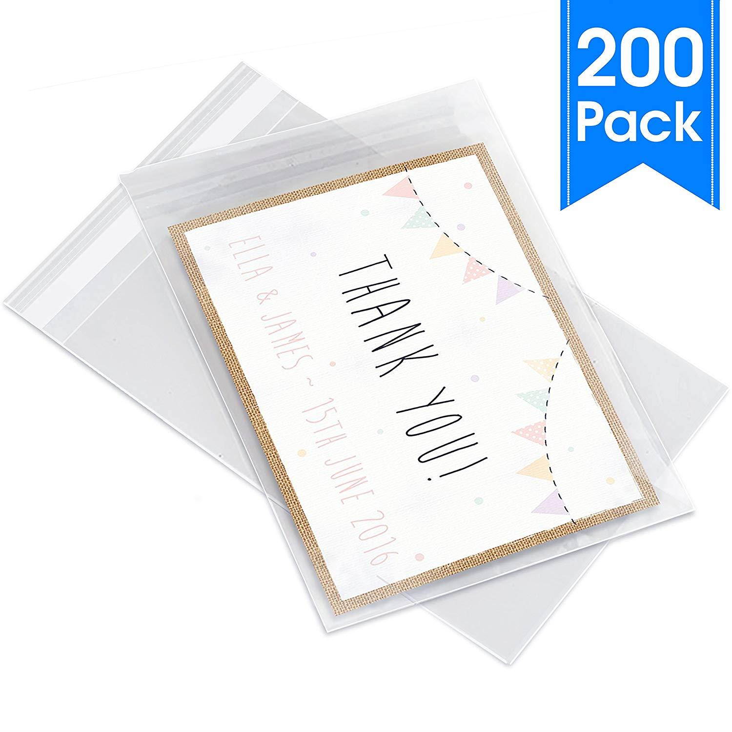 8&rdquo; X 10&rdquo; (200) Clear Resealable Cellophane Cello Bags Self Seal - Fits 8X10 Prints Photos Small Catalogs, Gifts, Arts & Crafts by Pack It Chic (More Sizes Available)
