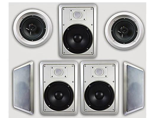 Acoustic Audio HT-67 Flush Mount 7 Speaker Set with 6.5" Woofers In Wall Ceiling