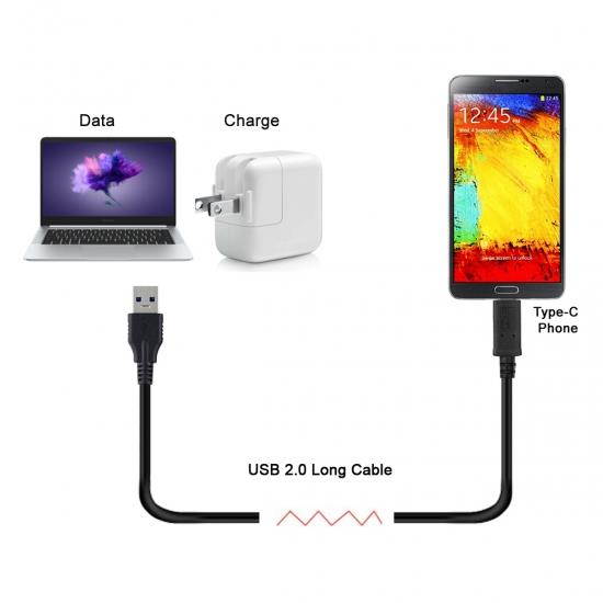 Cablecc 5m USB-C 3.1 Type C USB-C to USB 2.0 Male Data Cable for Mate 9 10 P20 & S8 S9 Note9 & Tablet & Phone