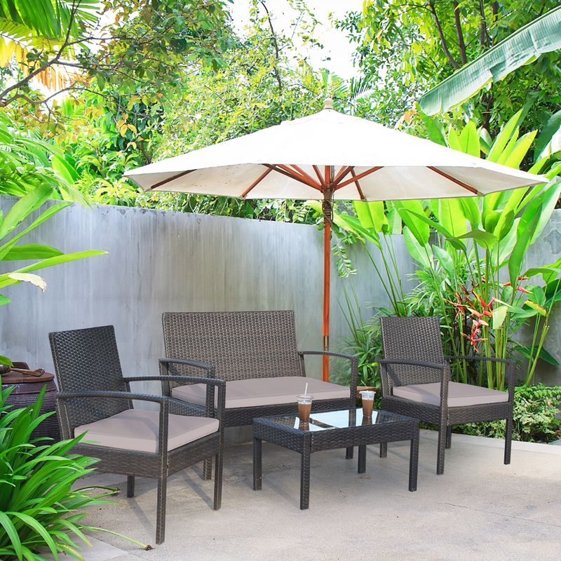 7pc Studio Shine Collection Patio Conversation Set with Sofa, 4 Armchairs & 2 Tables - W Unlimited