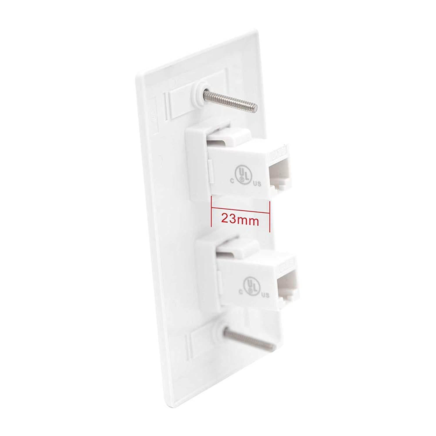 VCE 2-Pack 2 Port RJ45 Cat6 Female to Female Wall Plate UL Listed