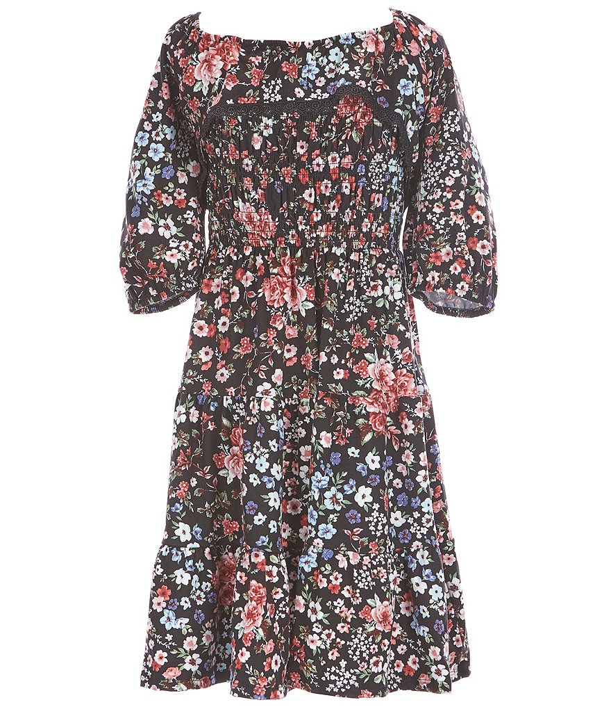 Ally B Big Girls 7-16 Short-Sleeve Printed Peasant Dress