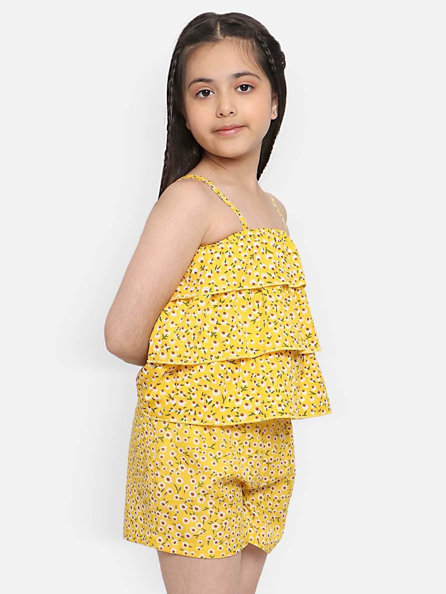 Nauti Nati Kids Yellow Floral Print Top with Shorts