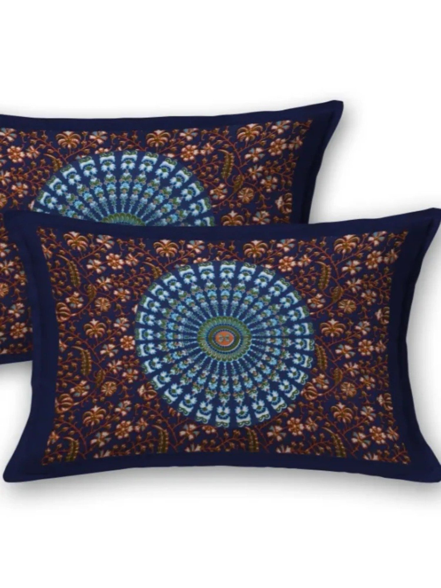 Living Roots Abstract Blue 240 TC Cotton Bedsheet with 2 Pillow Covers