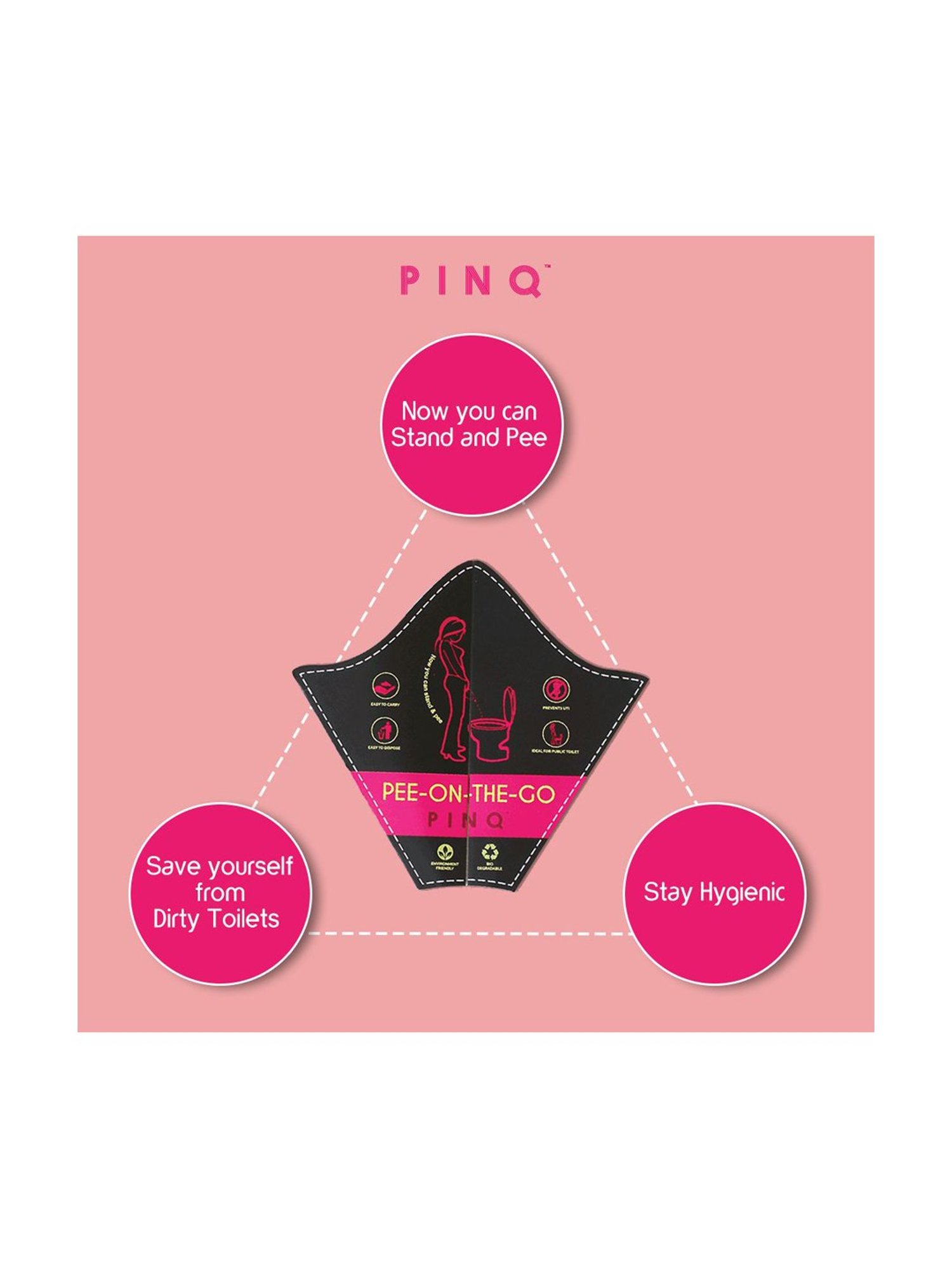 PINQ Pee-on-the-Go-Biodegradable Urination Funnels for Public Toilets,Travel -Combo of 4 (40pcs)