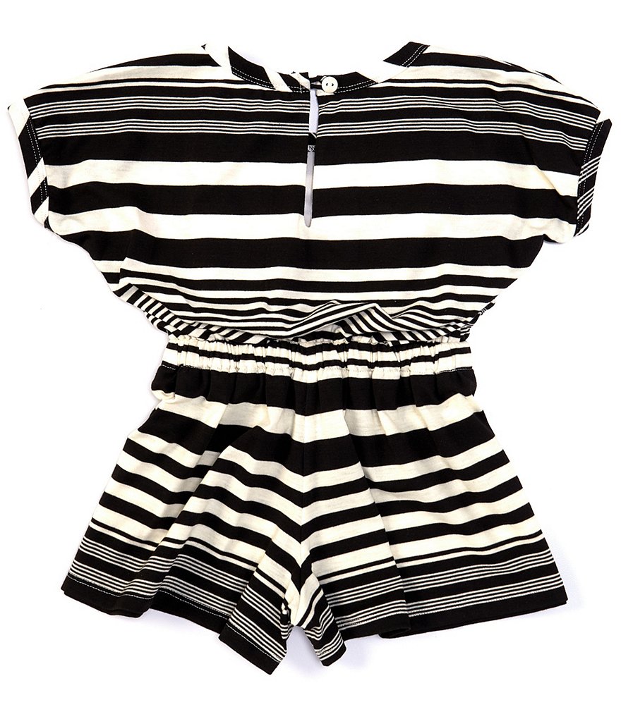 Bonnie Jean Little Girls 4-6X Short-Sleeve Multi-Stripe Knit Romper