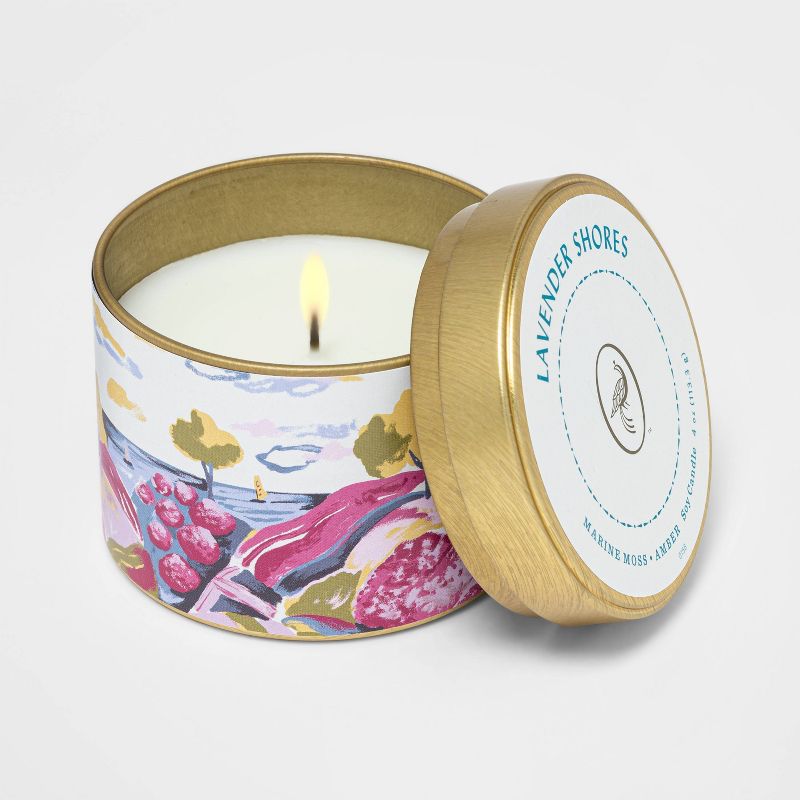 4oz Mini Patterned Tin Lavender Shores Candle - Opalhouse™