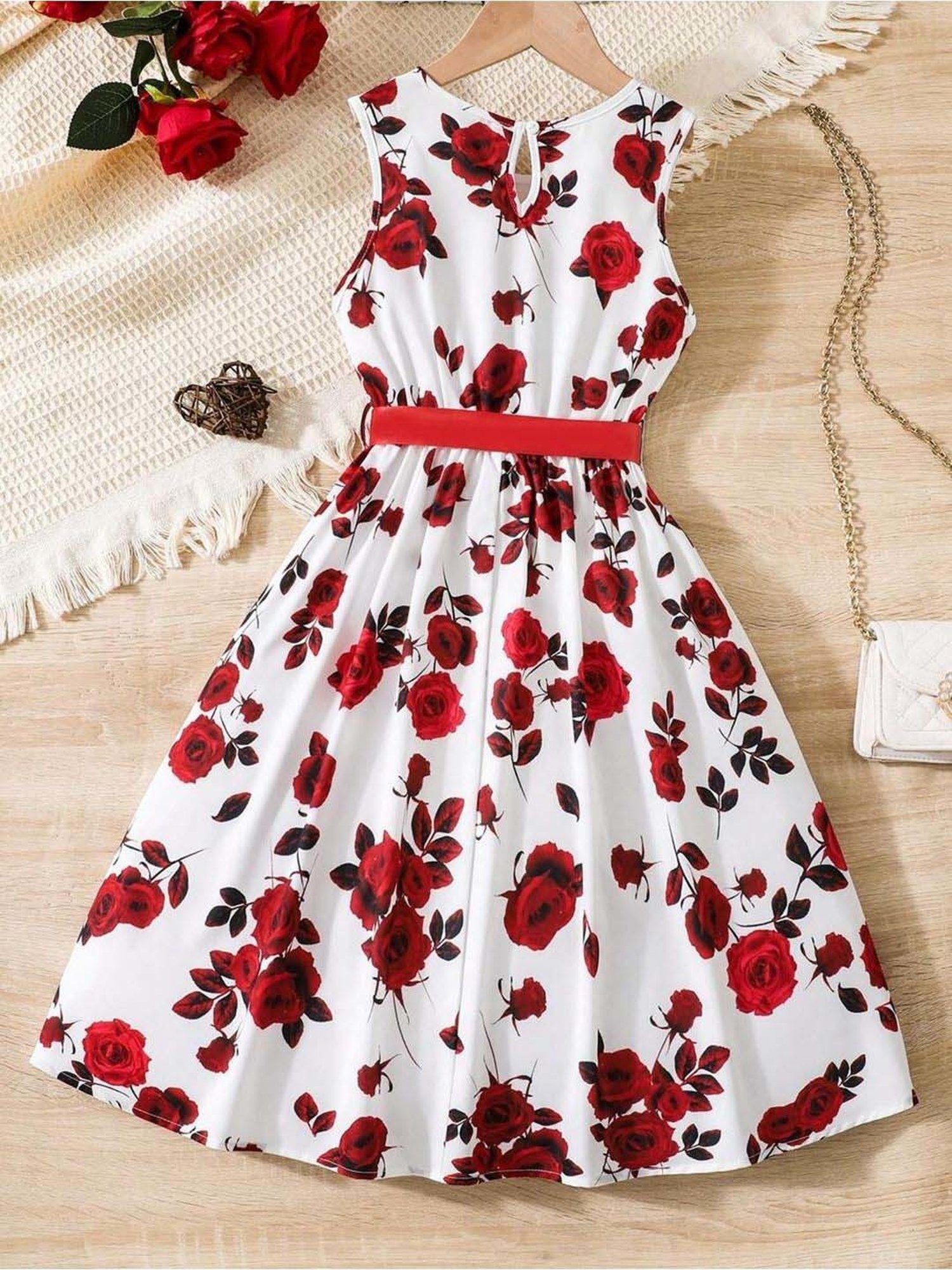 Bolly Lounge Girls Red & White Floral Dress