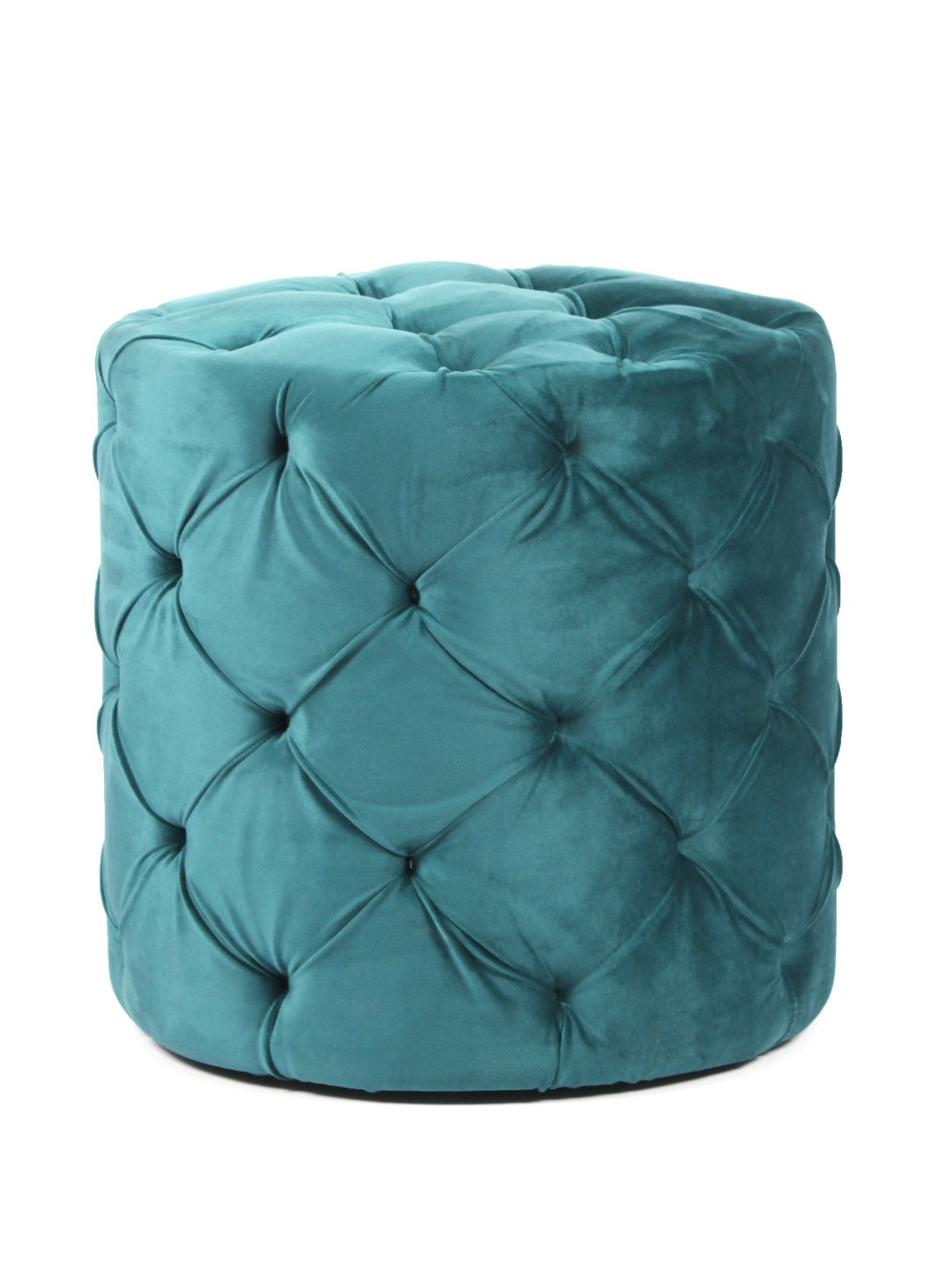 Ikiriya Dallas Solid Blue Wood Ottoman Turquoise Sea Velvet Finish