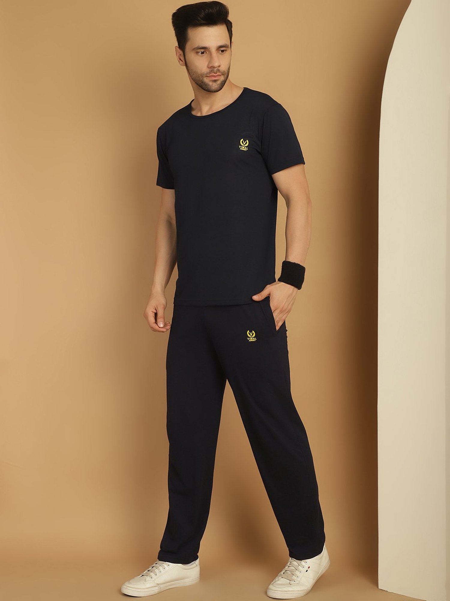 Vimal Jonney Light Mud Cotton Regular Fit Tracksuit