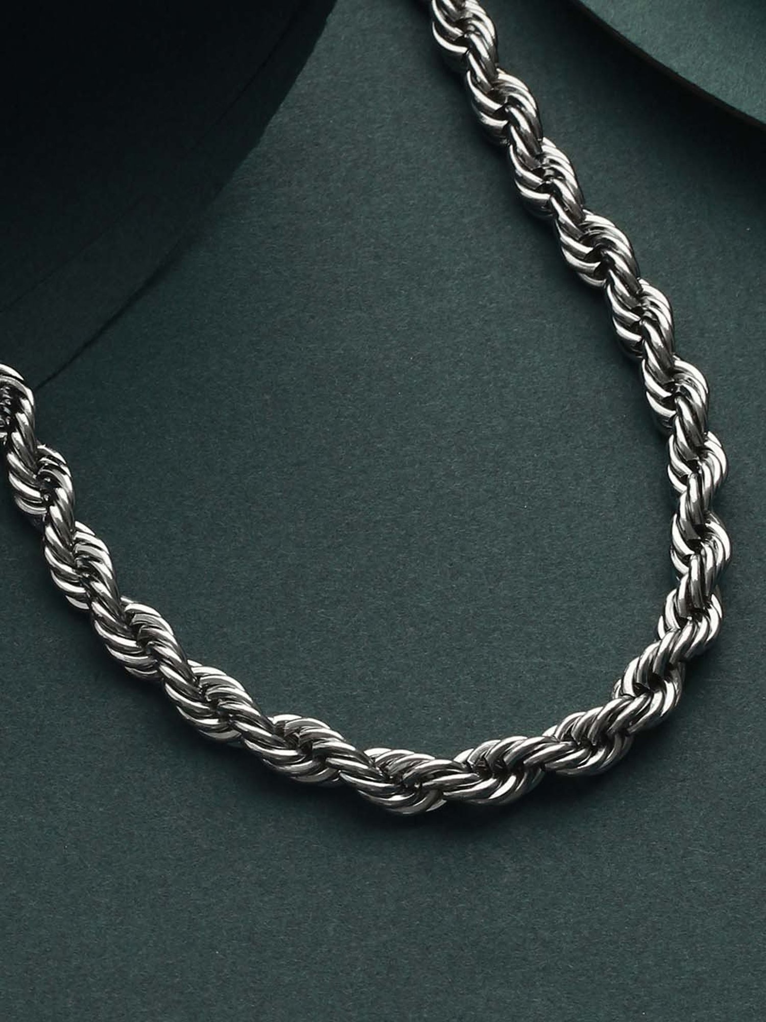 Bold by Priyaasi Trendy Silver-Toned Rope Neck Chain for Men