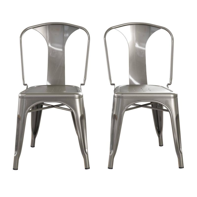 Set of 2 Fay Metal Dining Chair Gray - Room & Joy